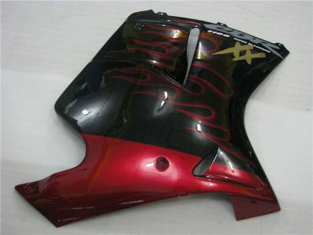 Preisgünstige Honda CBR1100XX Blackbird Abs Motorrad Verkleidungen 1996-2007 - Glanzendes Schwarz Rot Flamme