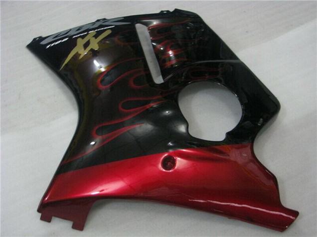 Preisgünstige Honda CBR1100XX Blackbird Abs Motorrad Verkleidungen 1996-2007 - Glanzendes Schwarz Rot Flamme
