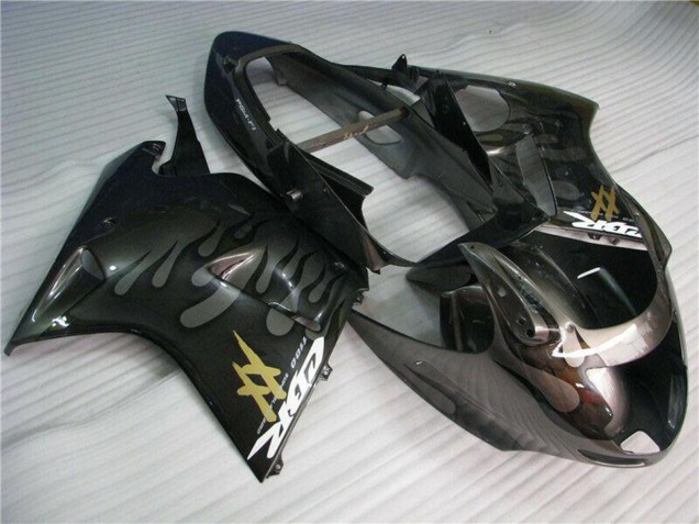 Preisgünstige Honda CBR1100XX Blackbird Motorrad Verkleidung 1996-2007 - Glanzendes Schwarz Silber Flamme