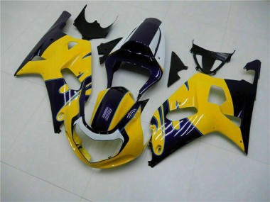 Preisgünstige Suzuki GSXR 600/750 Motorrad Verkleidung 2001-2003 - Gelb Dunkel Blau Glanzendes Schwarz
