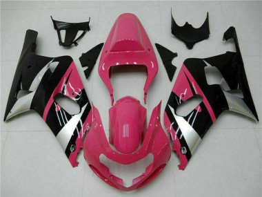 Preisgünstige Suzuki GSXR 600/750 Motorrad Verkleidung 2001-2003 - Rosa Silber Glanzendes Schwarz