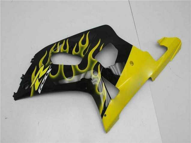Preisgünstige Suzuki GSXR 600/750 Motorrad Verkleidung 2001-2003 - Glanzendes Schwarz Gelb Flamme