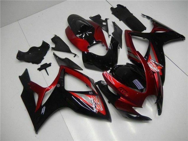 Preisgünstige Suzuki GSXR 600/750 Motorrad Verkleidung 2006-2007 - Rot Glanzendes Schwarz