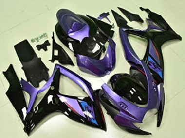 Preisgünstige Suzuki GSXR 600/750 Motorrad Verkleidung 2006-2007 - Lila Glanzendes Schwarz Blau