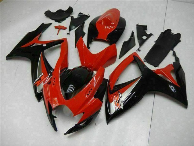 Preisgünstige Suzuki GSXR 600/750 Motorrad Verkleidung 2006-2007 - Rot Glanzendes Schwarz