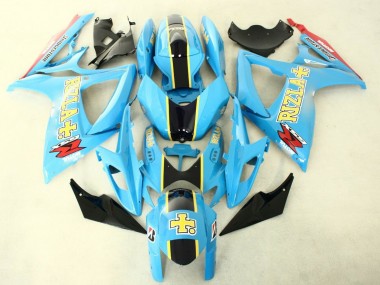 Preisgünstige Suzuki GSXR 600/750 Motorrad Verkleidung 2006-2007 - Hellblau Schwarz Gelb Rizla
