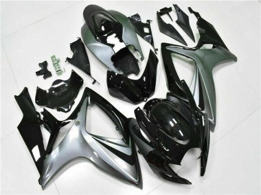 Preisgünstige Suzuki GSXR 600/750 Motorrad Verkleidung 2006-2007 - Silber Glanzendes Schwarz