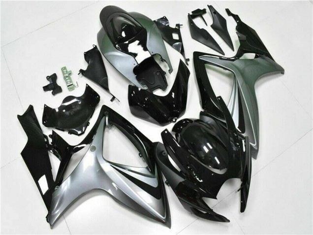 Preisgünstige Suzuki GSXR 600/750 Motorrad Verkleidung 2006-2007 - Silber Glanzendes Schwarz