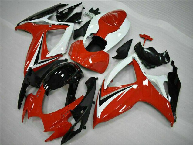 Preisgünstige Suzuki GSXR 600/750 Motorrad Verkleidung 2006-2007 - Weiss Rot Glanzendes Schwarz Streifen