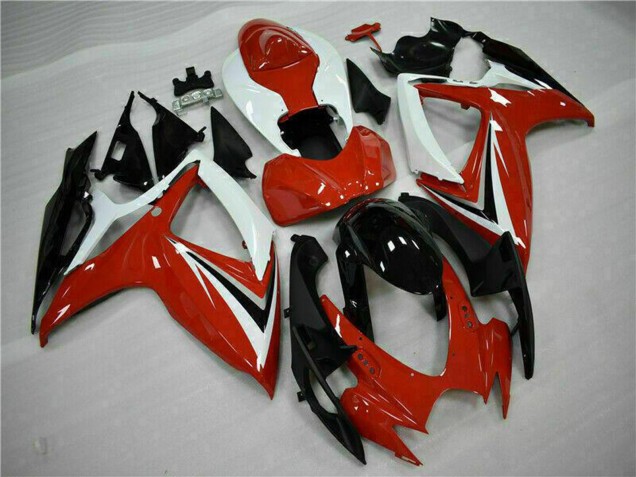 Preisgünstige Suzuki GSXR 600/750 Motorrad Verkleidung 2006-2007 - Weiss Rot Glanzendes Schwarz Streifen