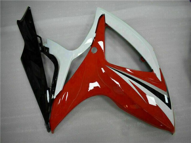 Preisgünstige Suzuki GSXR 600/750 Motorrad Verkleidung 2006-2007 - Weiss Rot Glanzendes Schwarz Streifen