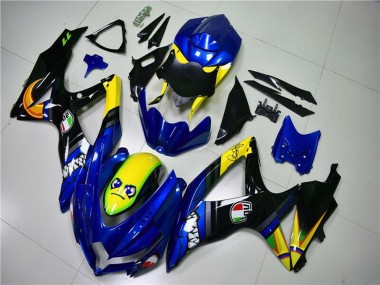 Preisgünstige Suzuki GSXR 600/750 Motorrad Verkleidung 2008-2010 - Blau Gelb Hai