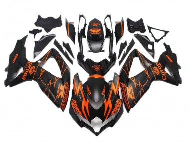 Preisgünstige Suzuki GSXR 600/750 Motorrad Verkleidung 2008-2010 - Matt Schwarz Orange Alstare Corona Motul
