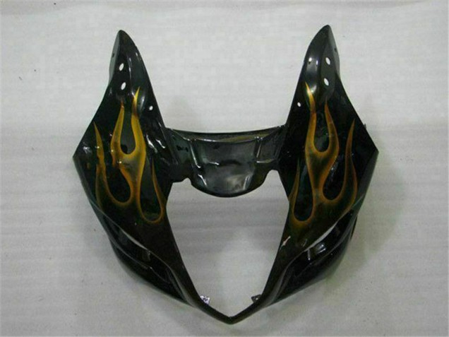 Preisgünstige Suzuki GSXR 1000 Motorrad Verkleidung 2003-2004 - Glanzendes Schwarz Gold Flamme