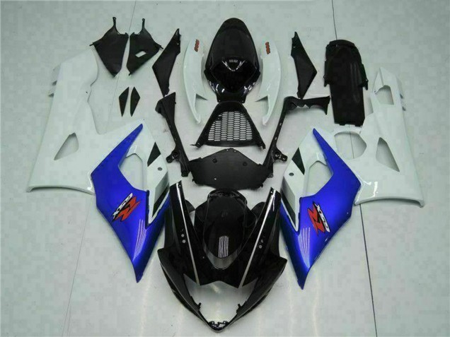 Preisgünstige Suzuki GSXR 1000 Motorrad Verkleidung 2005-2006 - Weiss Blau Glanzendes Schwarz