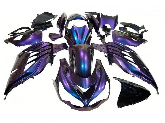 Preisgünstige Kawasaki ZX14R ZZR1400 Motorrad Verkleidung 2012-2024 - Chameleon Blau Lila