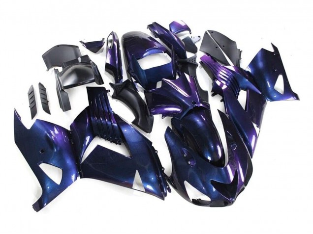 Preisgünstige Kawasaki ZX14R ZZR1400 Motorrad Verkleidung 2006-2011 - Chameleon Blau Lila