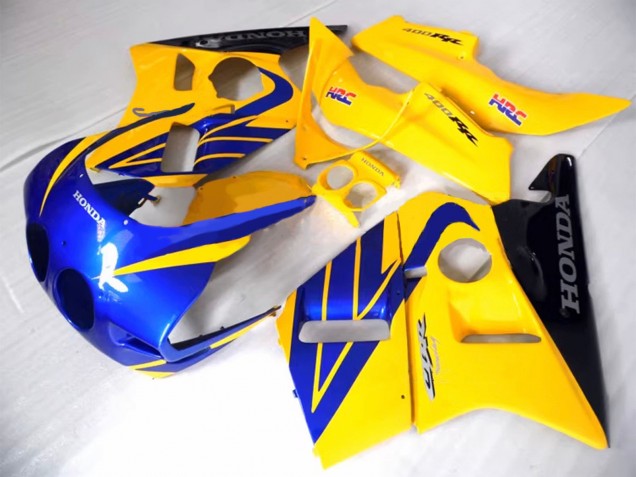 Preisgünstige Honda CBR400RR NC23 Motorrad Verkleidung 1987-1989 - Gelb Blau Glanzendes Schwarz