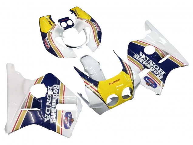 Preisgünstige Honda CBR400RR NC23 Motorrad Verkleidung 1987-1989 - Weiss Gelb Blau Rothmans