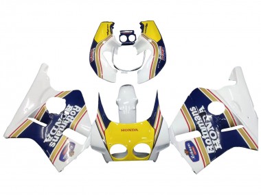 Preisgünstige Honda CBR400RR NC23 Motorrad Verkleidung 1987-1989 - Weiss Gelb Blau Rothmans