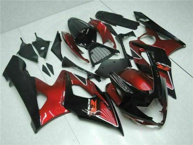Preisgünstige Suzuki GSXR 1000 Motorrad Verkleidung 2005-2006 - Rot Glanzendes Schwarz