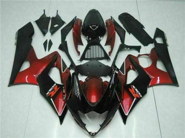Preisgünstige Suzuki GSXR 1000 Motorrad Verkleidung 2005-2006 - Rot Glanzendes Schwarz