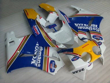 Preisgünstige Honda VFR400R NC30 Motorrad Verkleidung 1988-1992 - Weiss Blau Gelb Rothmans