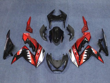 Preisgünstige Kawasaki Z250/Z300 Motorrad Verkleidung 2015-2016 - Rot Weiss Glanzendes Schwarz Hai