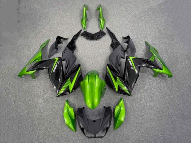 Preisgünstige Kawasaki Z250/Z300 Motorrad Verkleidung 2015-2016 - Grun Glanzendes Schwarz