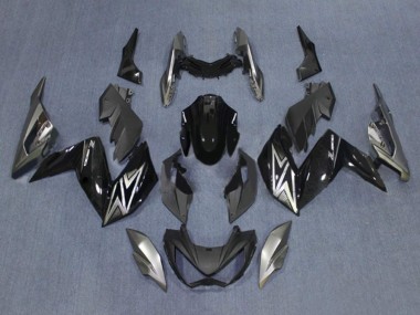 Preisgünstige Kawasaki Z250/Z300 Motorrad Verkleidung 2015-2016 - Glanzendes Schwarz Silber