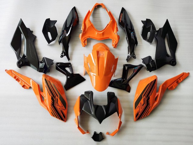 Preisgünstige Kawasaki Z400 Motorrad Verkleidung 2018-2024 - Orange Glanzendes Schwarz