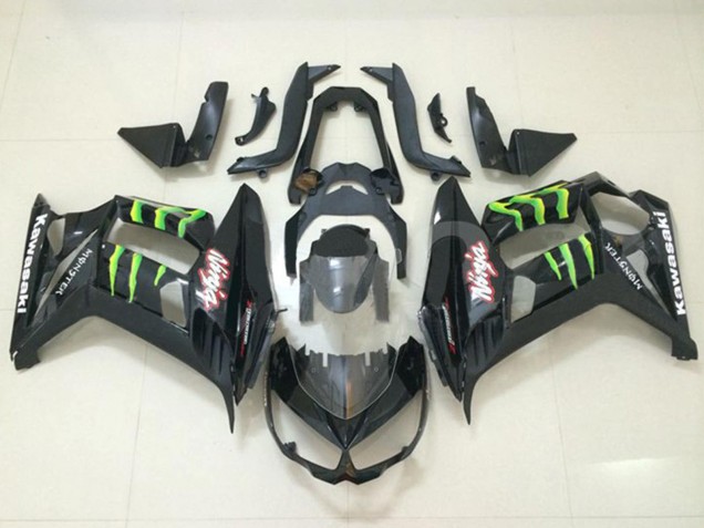 Preisgünstige Kawasaki Z1000SX Motorrad Verkleidung 2010-2016 - Glanzendes Schwarz Grun Monster