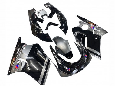 Preisgünstige Kawasaki ZXR250 Motorrad Verkleidung 1989-1990 - Glanzendes Schwarz Grau Elf Touch4 Bridgestone