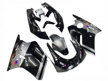 Preisgünstige Kawasaki ZXR250 Motorrad Verkleidung 1989-1990 - Glanzendes Schwarz Grau Elf Touch4 Bridgestone