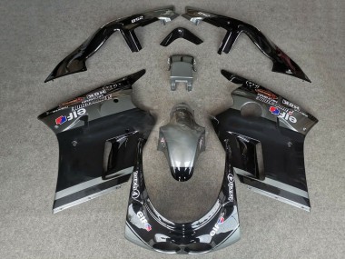 Preisgünstige Kawasaki ZXR250 Motorrad Verkleidung 1989-1990 - Glanzendes Schwarz Grau Elf Touch4 Bridgestone