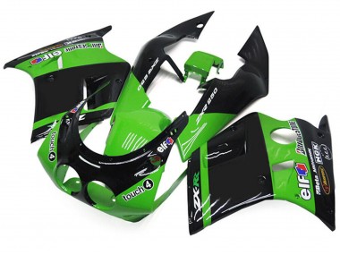 Preisgünstige Kawasaki ZXR250 Motorrad Verkleidung 1989-1990 - Grun Glanzendes Schwarz Elf Touch4 Bridgestone