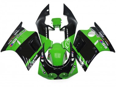 Preisgünstige Kawasaki ZXR250 Motorrad Verkleidung 1989-1990 - Grun Glanzendes Schwarz Elf Touch4 Bridgestone