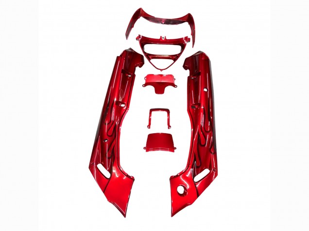 Preisgünstige Kawasaki ZZR400 Motorrad Verkleidung 1993-2007 - Rot Schwarz Flamme