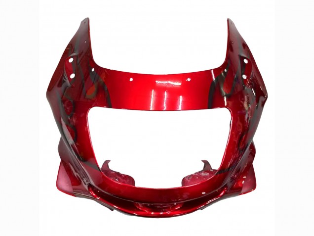 Preisgünstige Kawasaki ZZR400 Motorrad Verkleidung 1993-2007 - Rot Schwarz Flamme