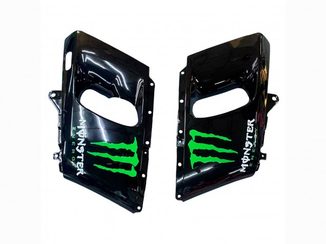 Preisgünstige Kawasaki ZZR400 Motorrad Verkleidung 1993-2007 - Grun Glanzendes Schwarz Grun Monster Elf Touch4 Bridgestone