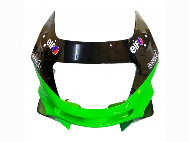 Preisgünstige Kawasaki ZZR400 Motorrad Verkleidung 1993-2007 - Grun Glanzendes Schwarz Grun Monster Elf Touch4 Bridgestone