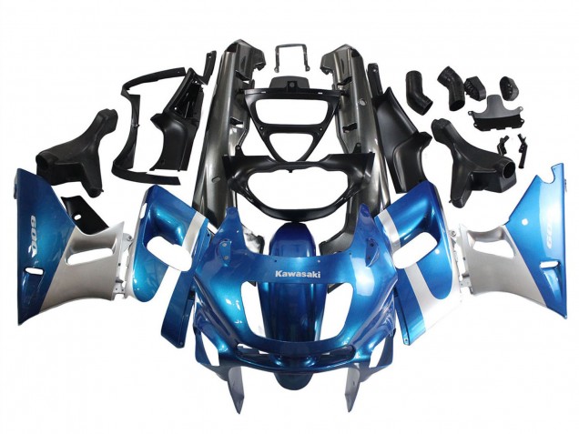 Preisgünstige Kawasaki ZZR400 Motorrad Verkleidung 1993-2007 - Blau Silber Schwarz