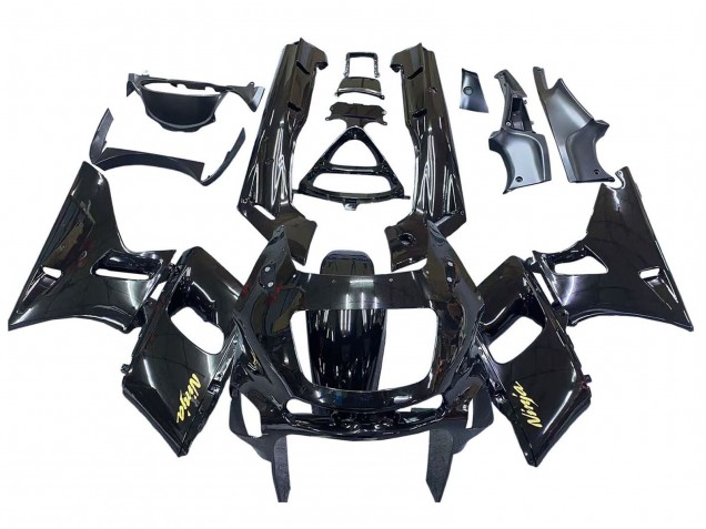 Preisgünstige Kawasaki ZZR400 Motorrad Verkleidung 1993-2007 - Glanzendes Schwarz Gold Ninja