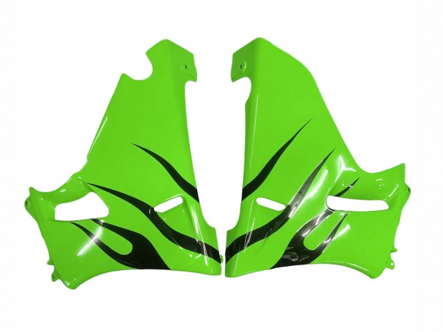Preisgünstige Kawasaki ZZR400 Motorrad Verkleidung 1993-2007 - Grun Glanzendes Schwarz Flamme