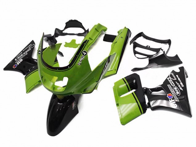 Preisgünstige Kawasaki ZZR400 Motorrad Verkleidung 1993-2007 - Grun Glanzendes Schwarz Elf Touch4 Bridgestone