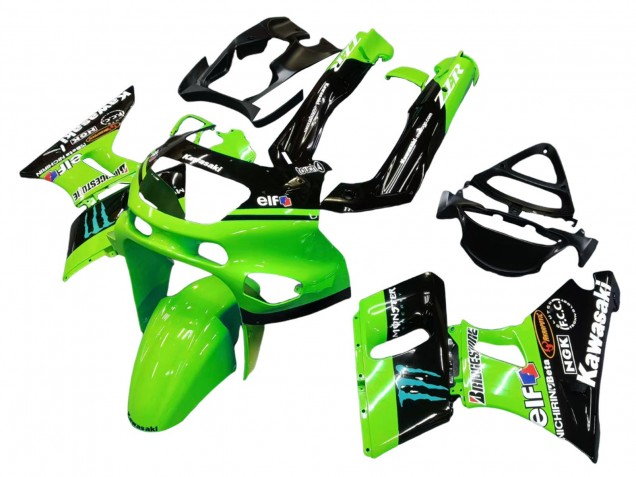 Preisgünstige Kawasaki ZZR400 Motorrad Verkleidung 1993-2007 - Grun Glanzendes Schwarz Blau Monster Elf Touch4 Bridgestone