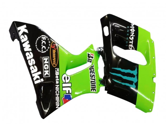 Preisgünstige Kawasaki ZZR400 Motorrad Verkleidung 1993-2007 - Grun Glanzendes Schwarz Blau Monster Elf Touch4 Bridgestone