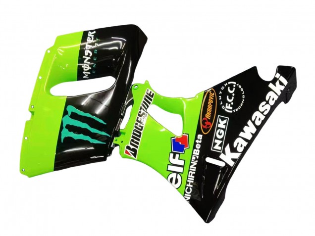 Preisgünstige Kawasaki ZZR400 Motorrad Verkleidung 1993-2007 - Grun Glanzendes Schwarz Blau Monster Elf Touch4 Bridgestone