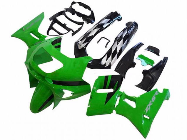 Preisgünstige Kawasaki ZZR400 Motorrad Verkleidung 1993-2007 - Grun Glanzendes Schwarz