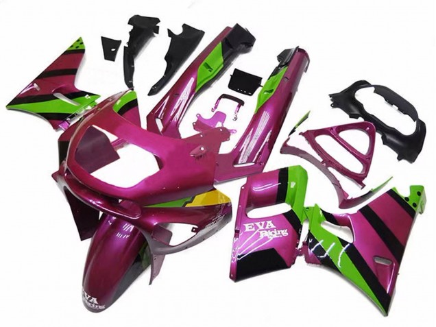Preisgünstige Kawasaki ZZR400 Motorrad Verkleidung 1993-2007 - Dunkel Rosa Grun EVA Rennen